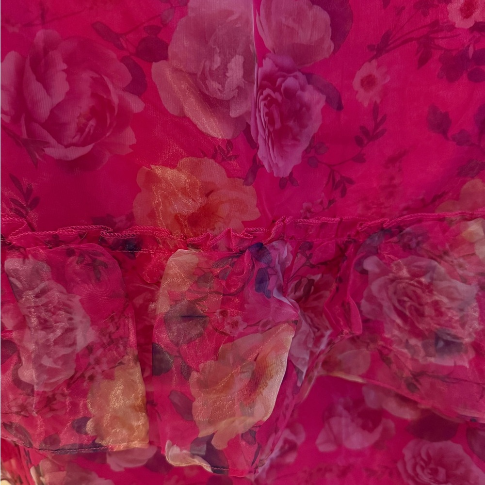 Floral Pink Ruffle Maxi Skirt - Picture 7 of 14